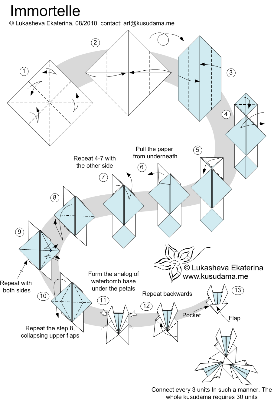 Kusudama origami  Me! unit  Modular  Dragonfly Origami kusudama diagram